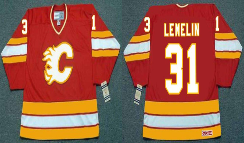 2019 Men Calgary Flames #31 Lemelin red CCM NHL jerseys